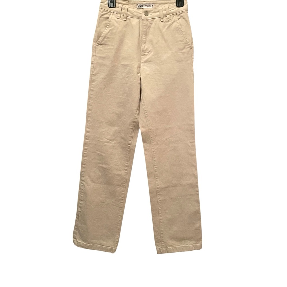 Zara Winter White Ivory Wide Leg High Waist Jeans Size 2